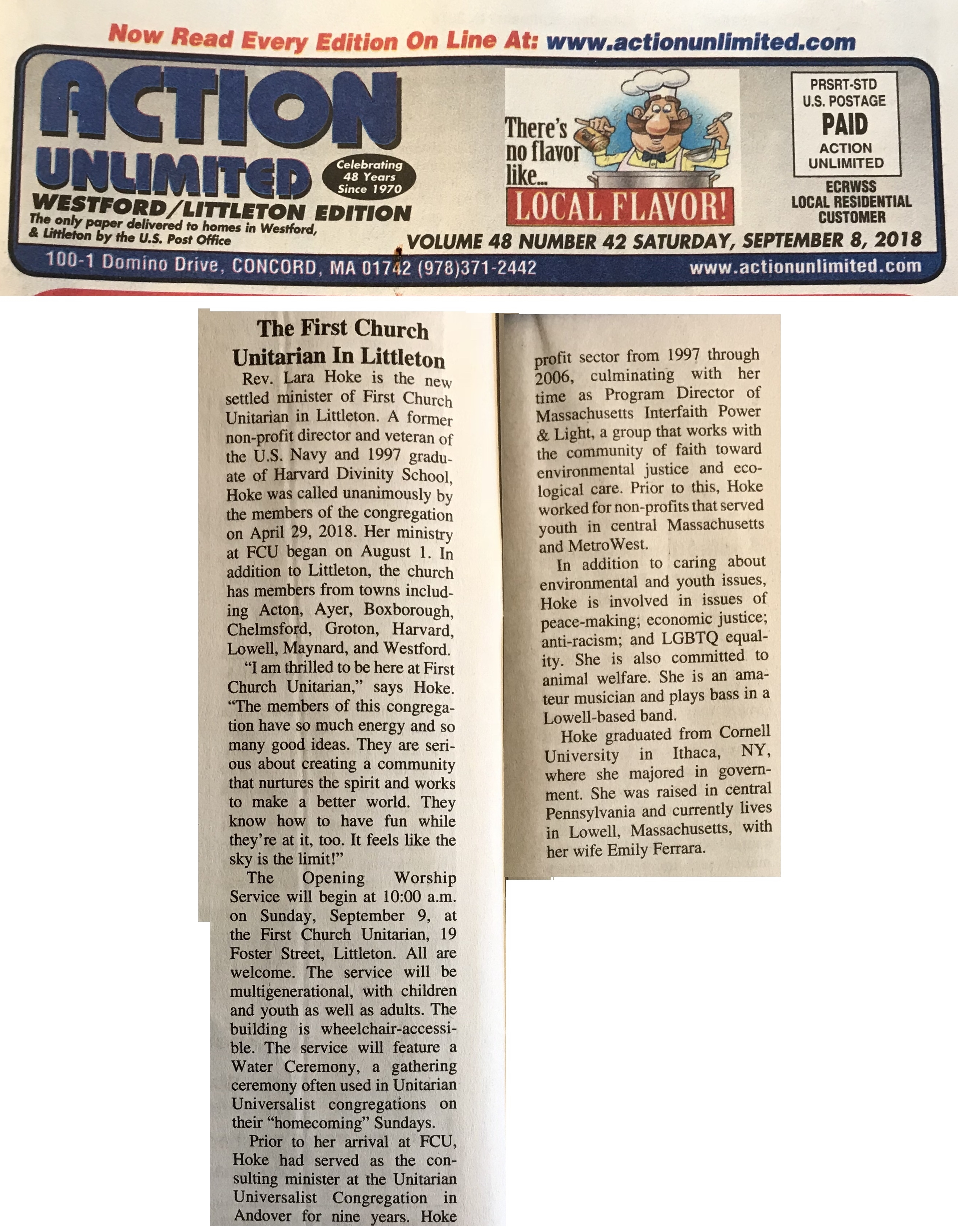 ActionUnlimited New FCU minister Sept 2018