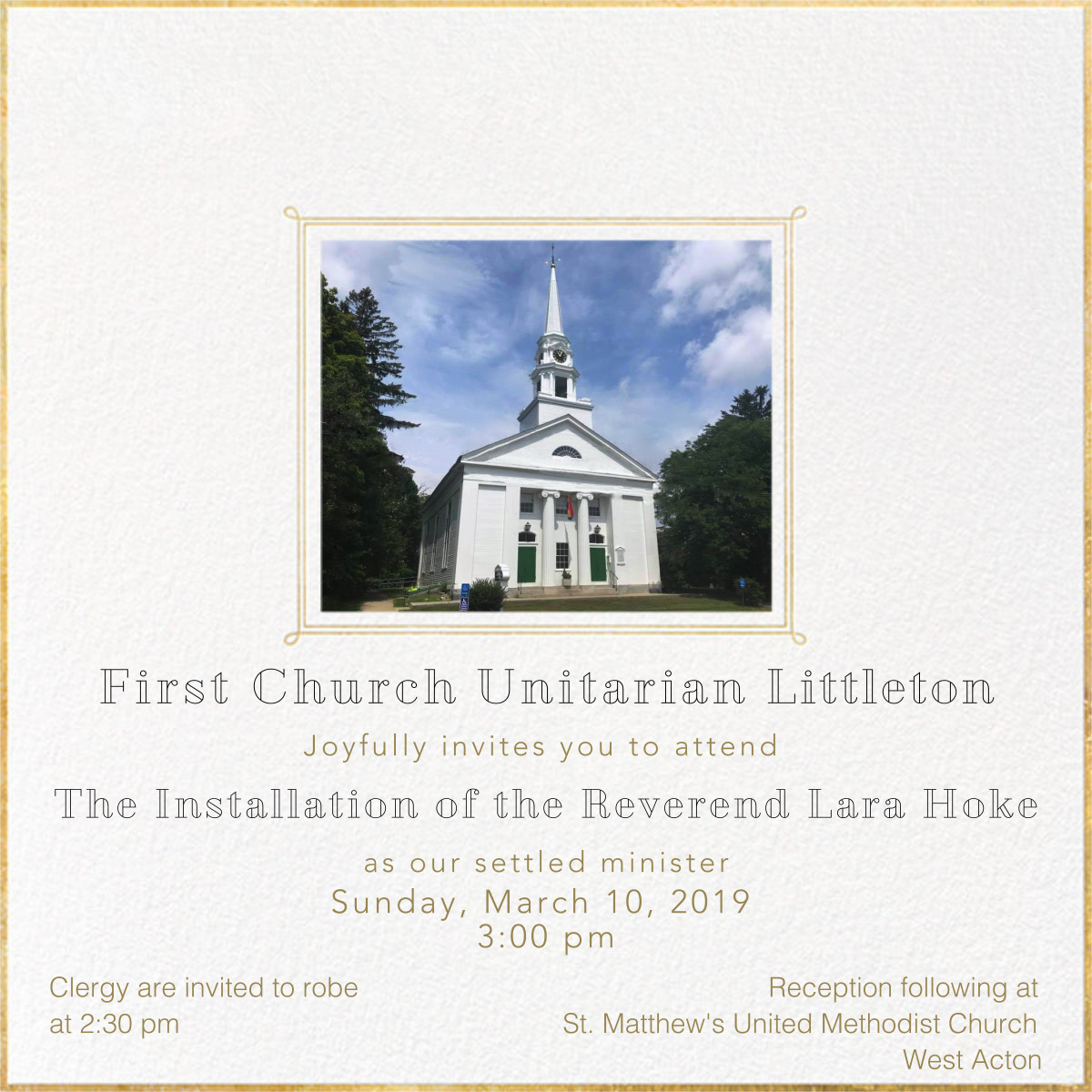 flyer invite FCU installation March 10